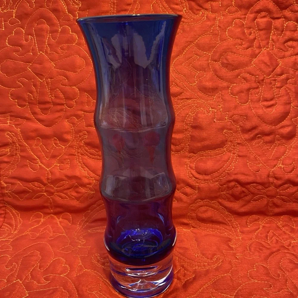 Aseda Glasbruk Cobalt Blue Glass Vase ~ Designer Bo Borgstrum ~ Scandinavian MCM
